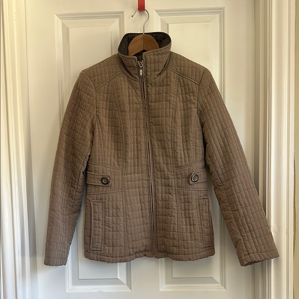 Johnston & Murphy Brown Puffer Jacket with Stand-Up Collar